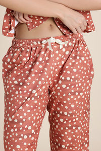 Zivame Dot & Doze Knit Poly Pyjama Set - Raw Sienna — thumbnail 8